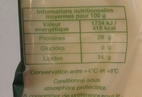 Comté AOP (34% MG) - 323 g -  Leader Price - Tableau nutritionnel - fr