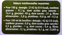 Bouillon cube légumes sans sel - Informations nutritionnelles - fr