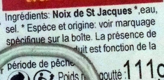 NOIX DE SAINT JACQUES au Naturel - Ingrédients - fr