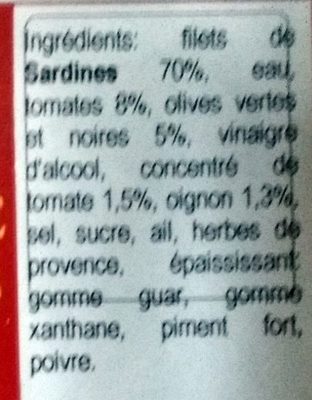 Filets de Sardines Sauce à la Provençale - Ingrédients - fr