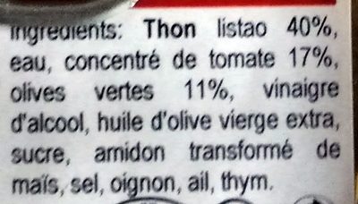 Miettes de Thon Sauce Tomate et aux Olives Vertes - Ingrédients - fr