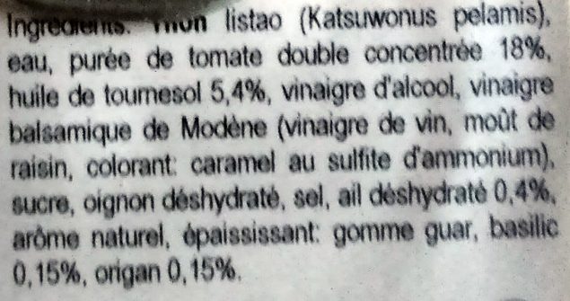 Miettes de Thon Sauce Tomate à la Provençale - Ingrédients - fr