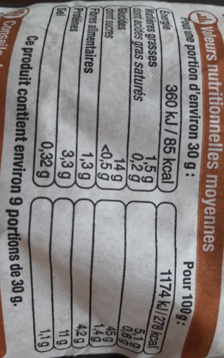 Baguette céréales U, 1 pièce - Informations nutritionnelles - fr
