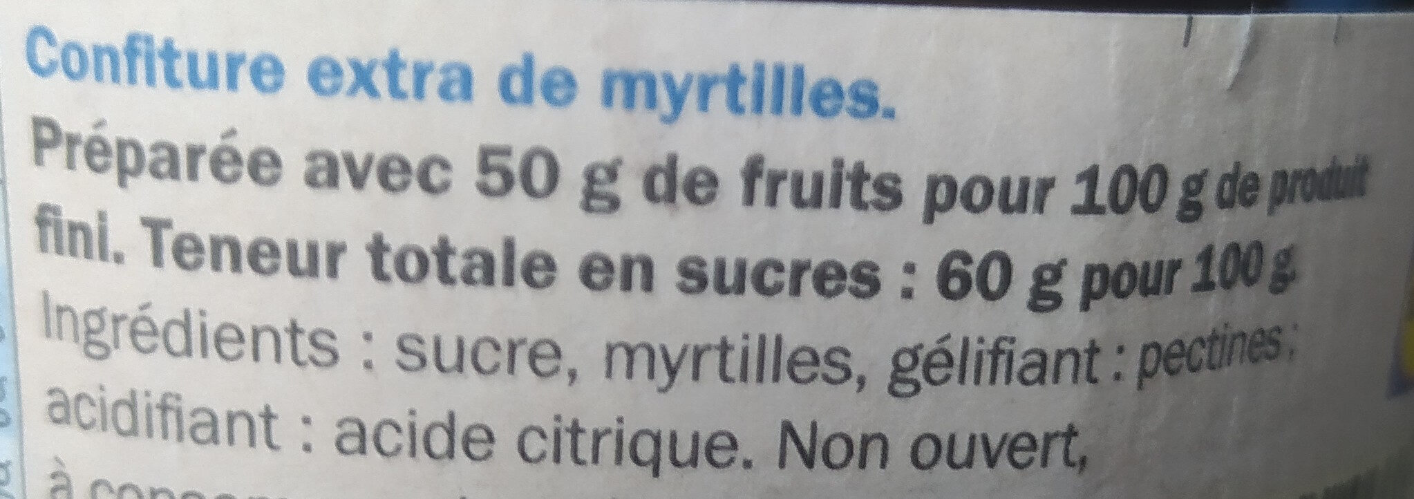 Confiture extra myrtilles - Ingrédients - fr