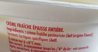 Crème fraîche entière 30%MG - Ingrédients - fr
