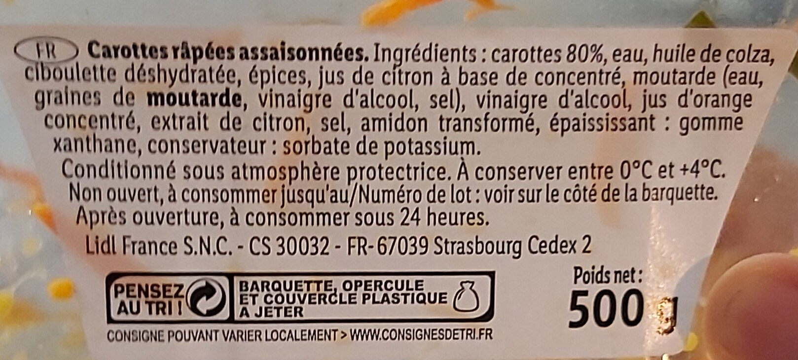Carottes râpées - Ingrédients - fr