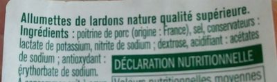 Allumettes de lardons nature - Ingrédients - fr