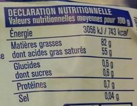 Beurre de Bretagne Doux - Tableau nutritionnel - fr