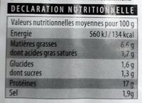 Emincés de Poulet - Tableau nutritionnel - fr