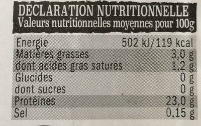 Filet Mignon - Tableau nutritionnel - fr