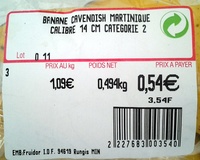 Banane Cavendish Martinique - Ingrédients - fr