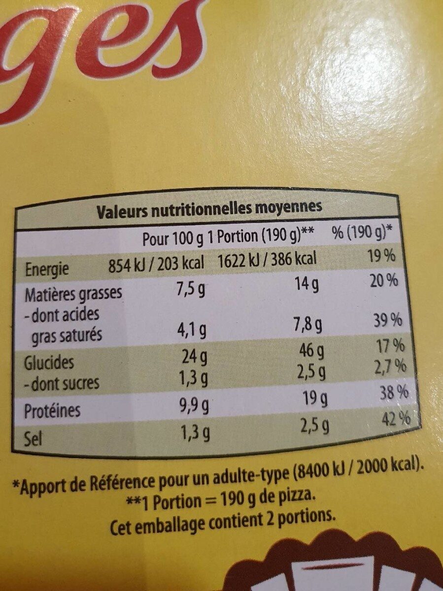 Pizza 3 fromages - Informations nutritionnelles - fr