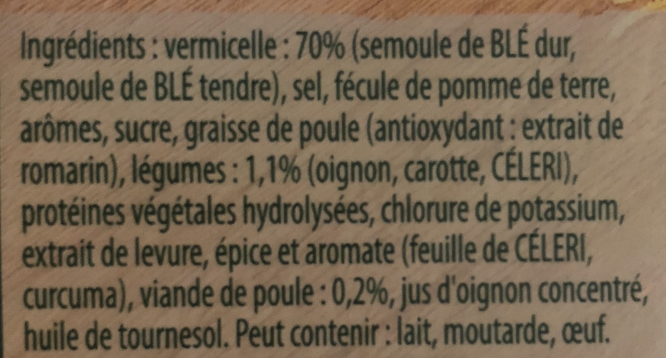 Knorr Soupe Déshydratée Poule Vermicelles - Ingrédients - fr