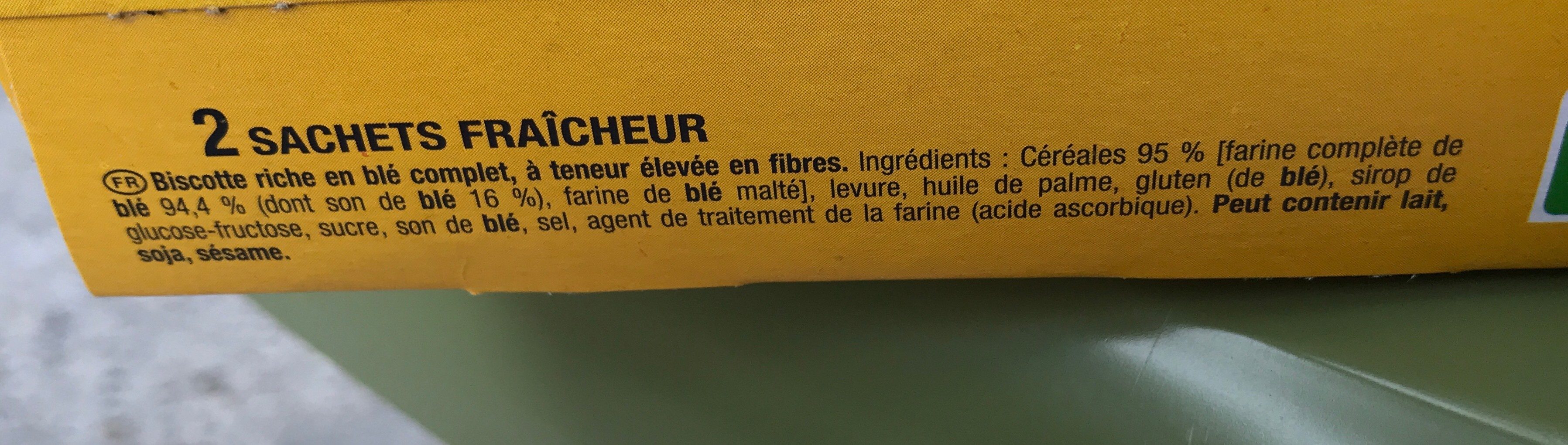 Biscotte Fibres+ - Ingrédients - fr