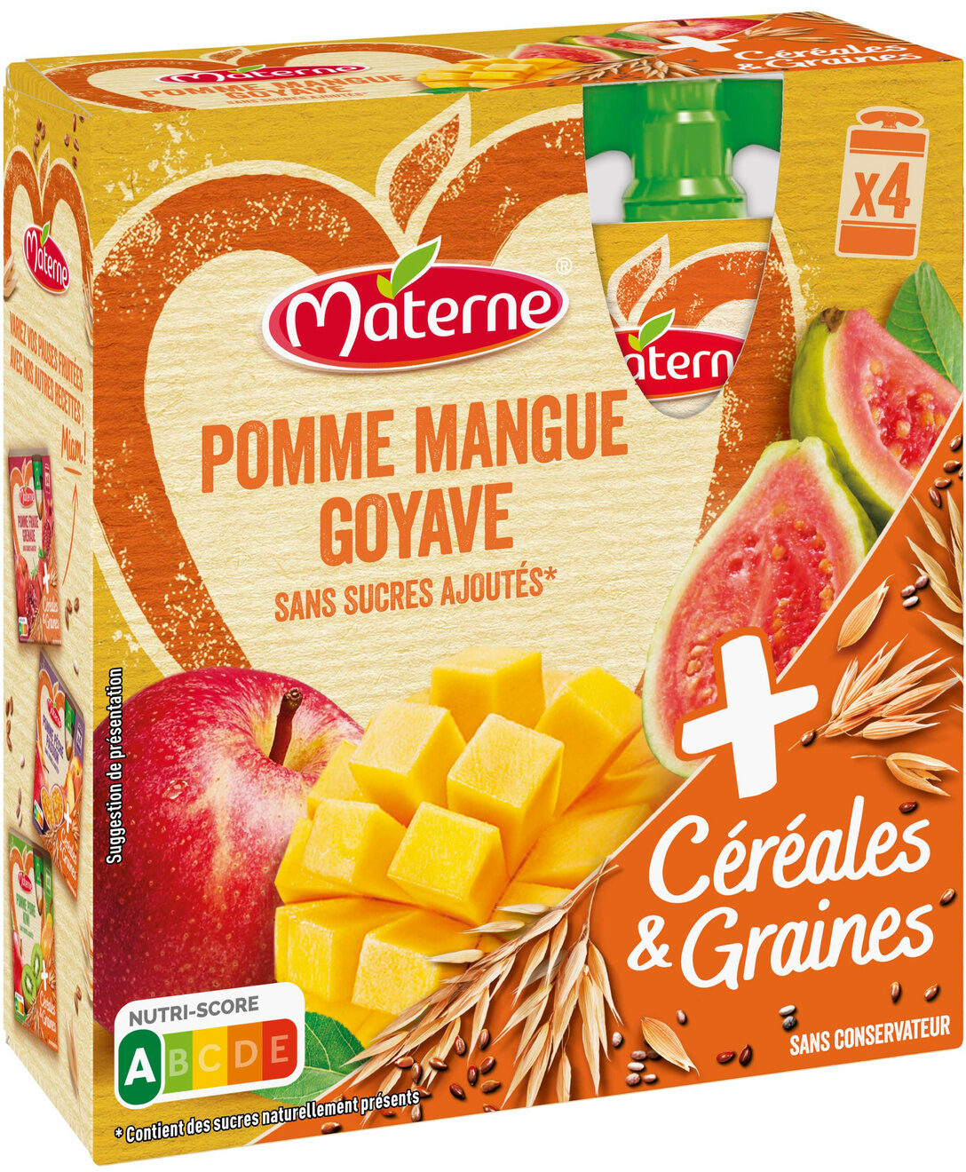 MATERNE (Sans sucres ajoutés) Pomme Mangue Goyave Céréales - Produit - fr