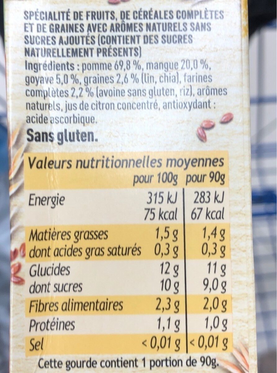MATERNE (Sans sucres ajoutés) Pomme Mangue Goyave Céréales - Informations nutritionnelles - fr