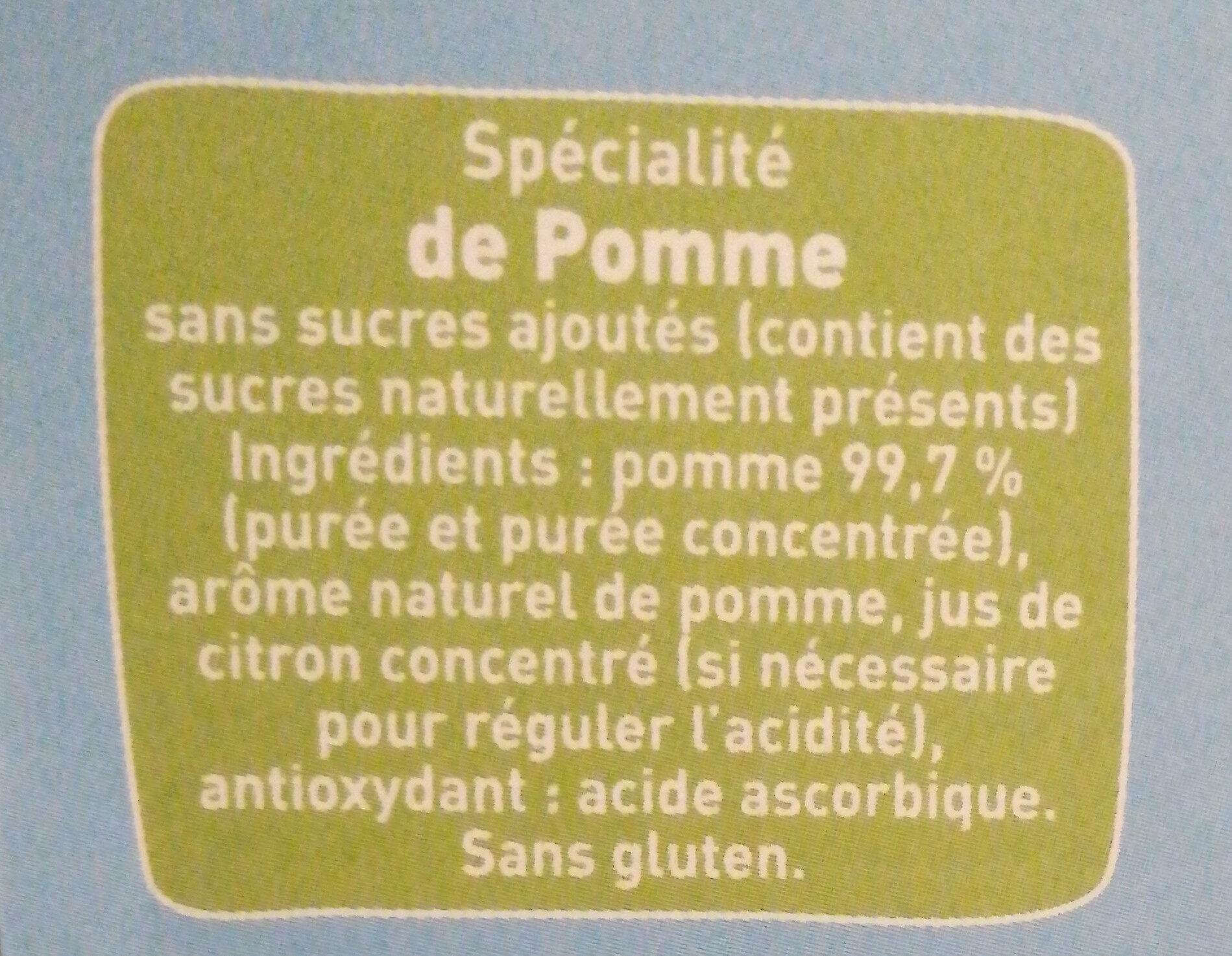 POM'POTES (Sans sucres ajoutés) Pomme/Pomme Brugnon  Format Familial - Ingrédients - fr
