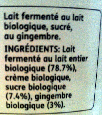 Rachel's - le brassé biologique gingembre - Ingrédients - fr