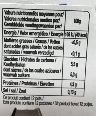 Spécialité fruits 0% mat gr - Informations nutritionnelles - fr