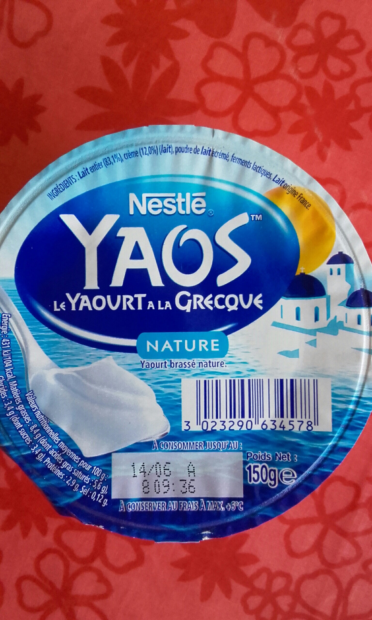 Yaos le yaourt à la Grecque - Tableau nutritionnel - fr