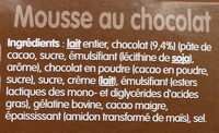 Danette Mousse Chocolat - Ingrédients - fr