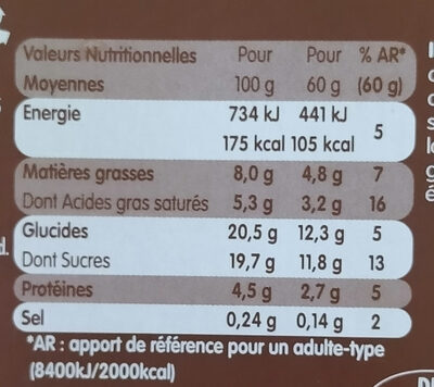 Danette Mousse Chocolat - Informations nutritionnelles - fr