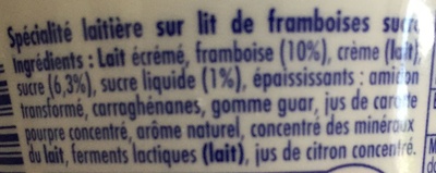 Danio - Spécialité laitière sur lit de framboises sucré - Ingrédients - fr