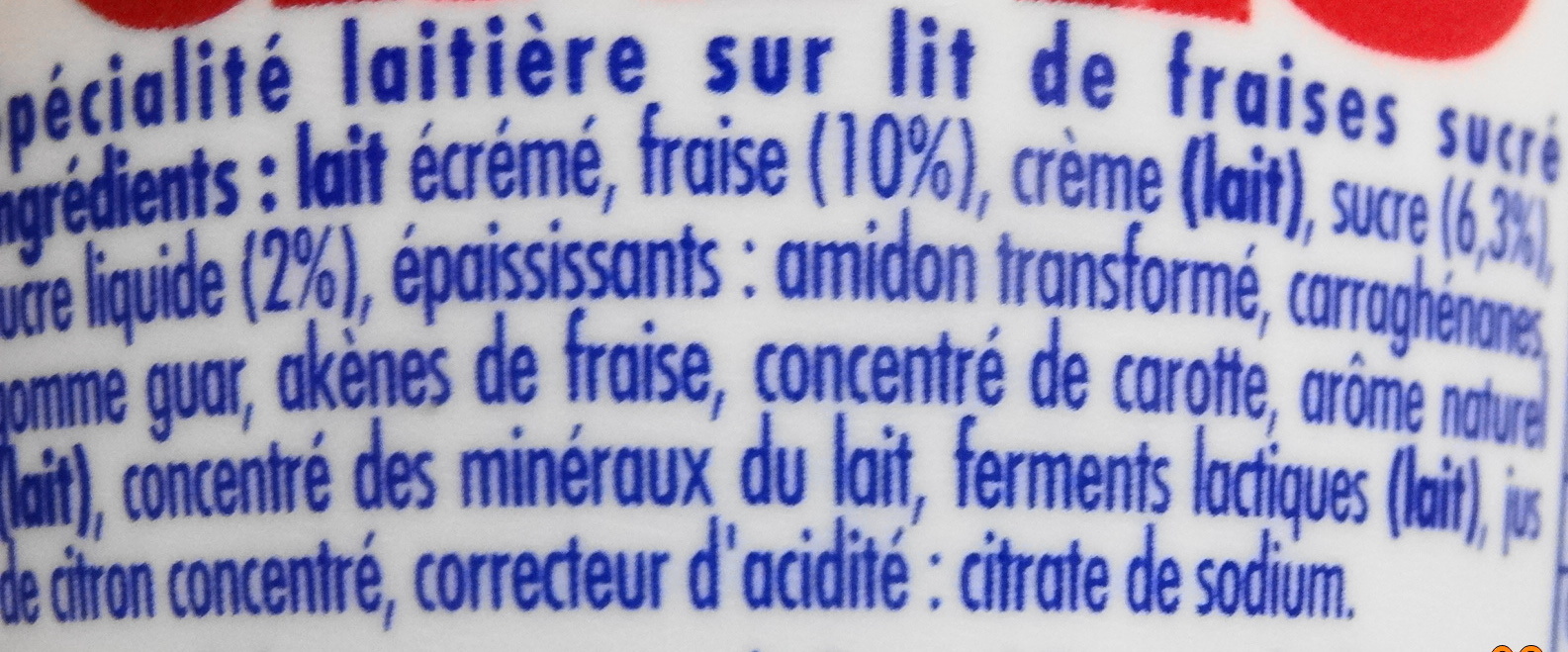 Danio Fraise (2,4 % MG) - Ingrédients - fr