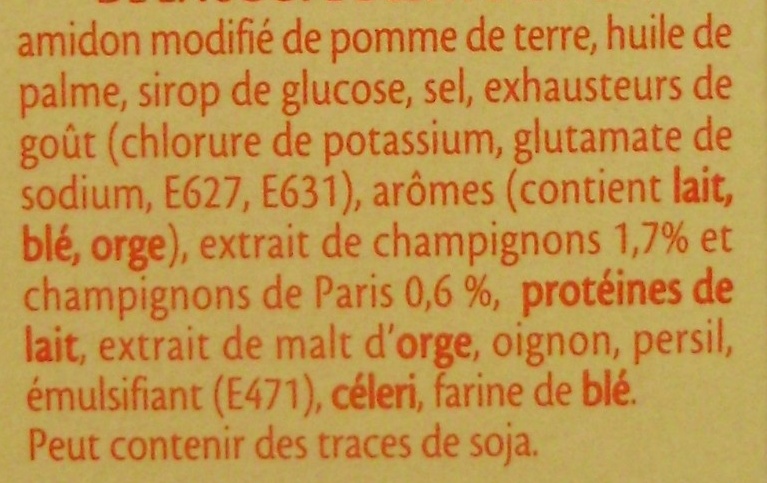 Crème de Champignons - Ingrédients - fr