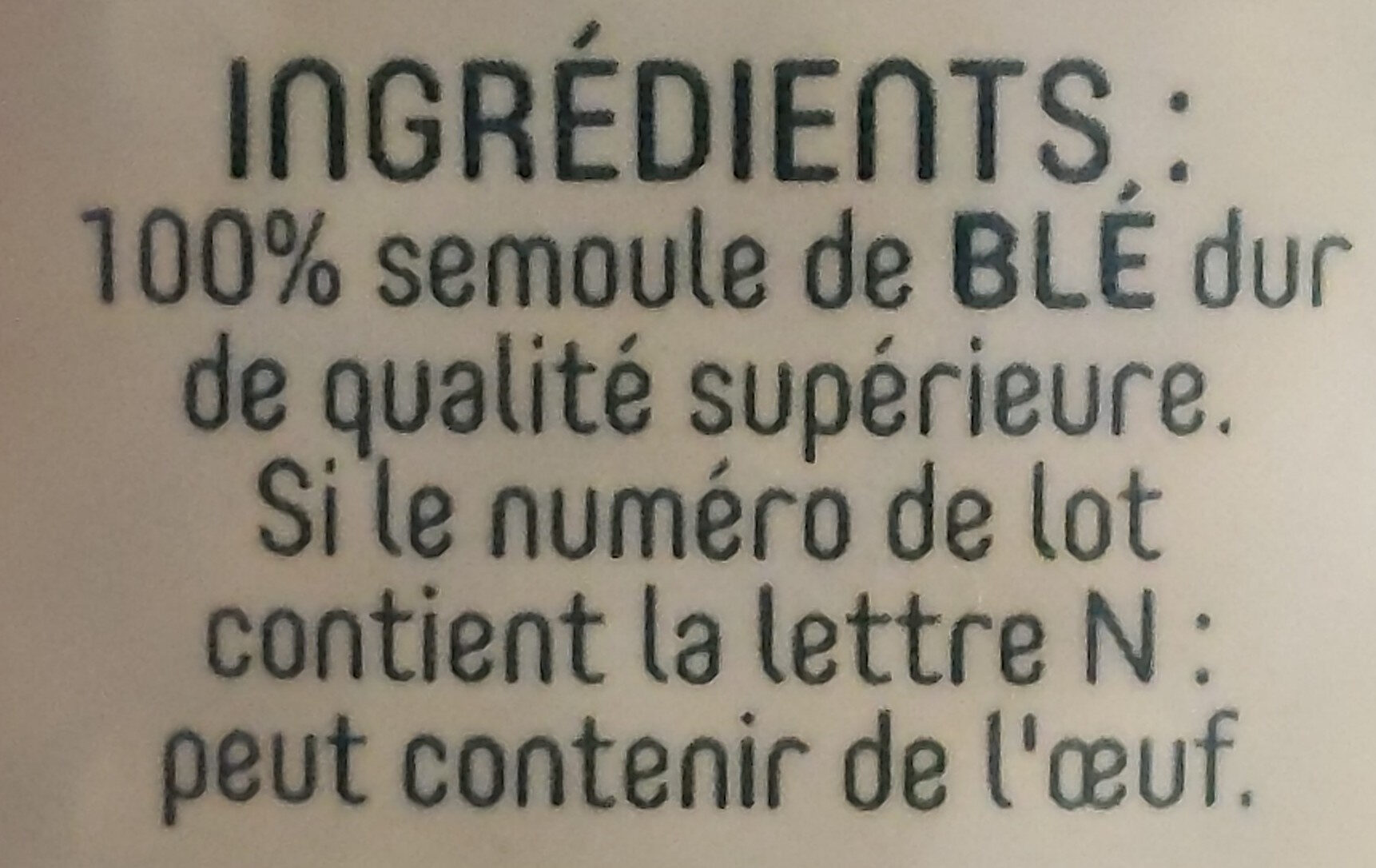 Panzani coquillette 500g - Ingrédients - fr