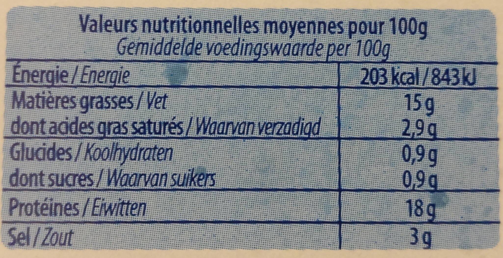 Emincés de Saumon - Tableau nutritionnel - fr