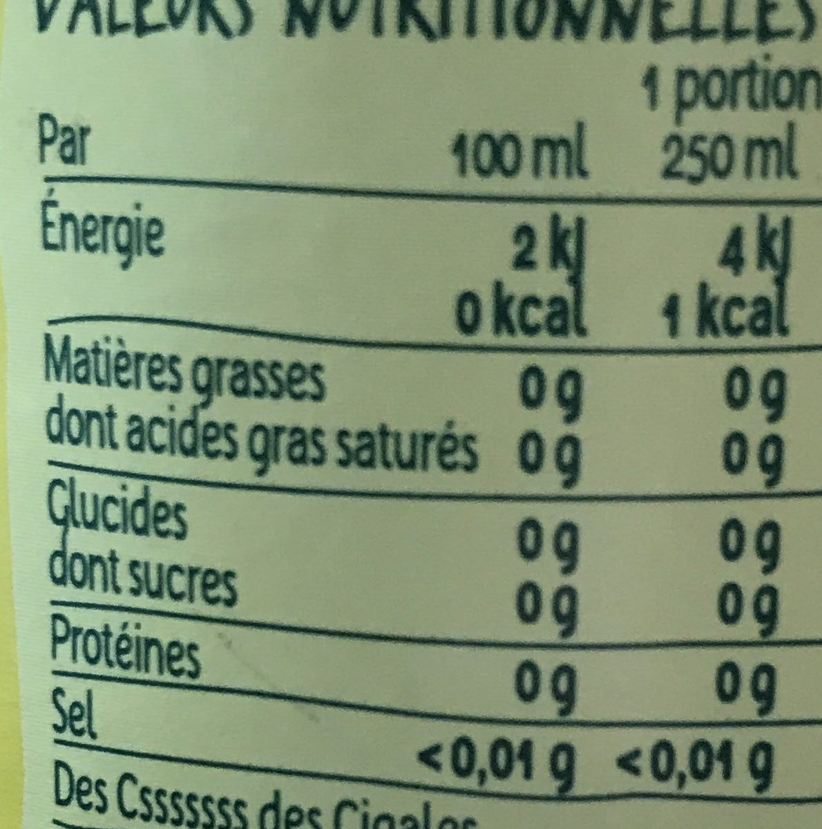 Citron - Informations nutritionnelles - fr