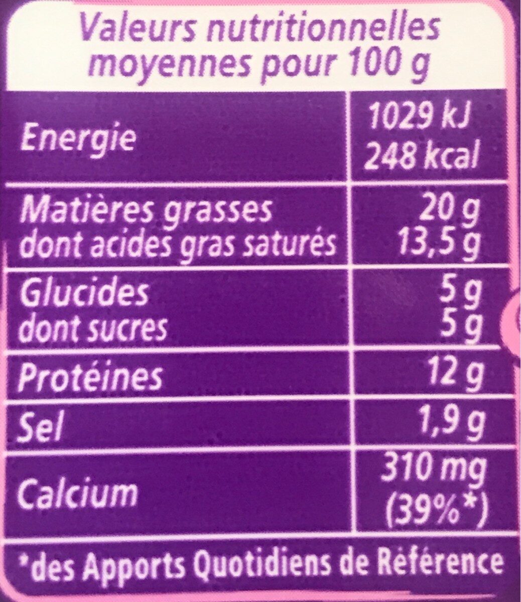 Apéricube Nature et Saveurs Fraîcheur 48C - Informations nutritionnelles - fr
