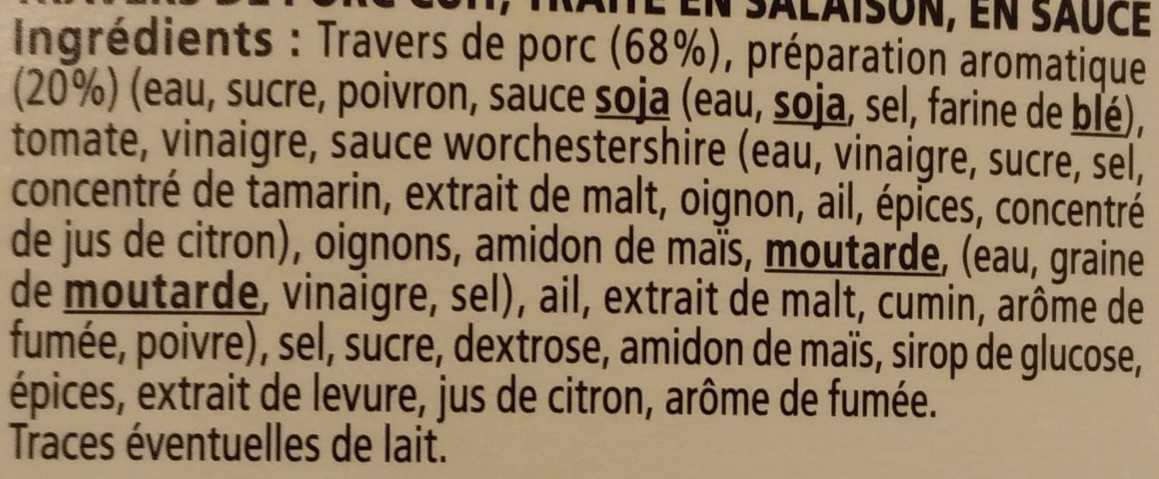Ribs de Porc Sauce Barbecue - Ingrédients - fr