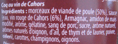 Coq au vin de Cahors Jean Larnaudie - Ingrédients - fr
