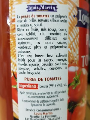 Purée  de tomates Louis Martin - Ingrédients - fr