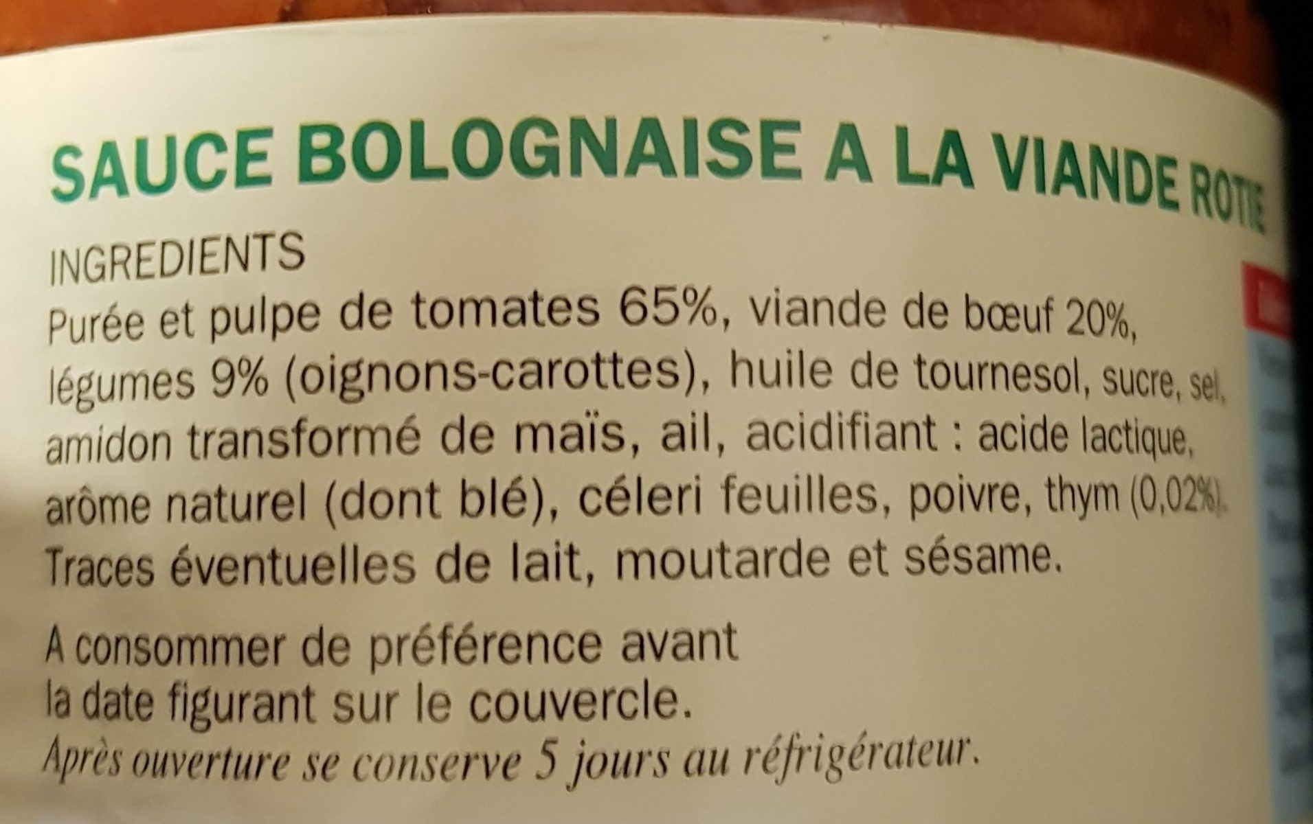 Sauce bolognaise - Ingrédients - fr