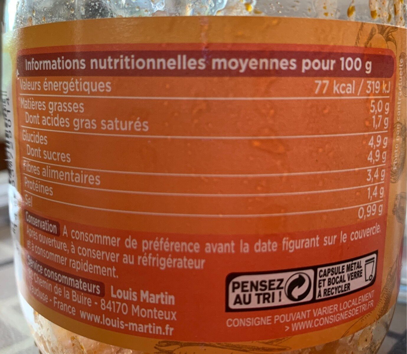 Piperade au Piment d'Espelette - Informations nutritionnelles - fr