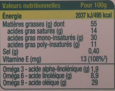 Primevère Bio doux Tartine & Cuisson - Tableau nutritionnel - fr