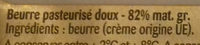 Beurre doux gastronomique - Ingrédients - fr