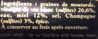 Moutarde Au Miel - Ingrédients - fr