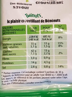 Bénénuts Twinuts Goût Bacon 🥓 - Informations nutritionnelles - fr