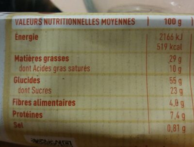 Croc' Graines Sésame & Tournesol Chocolat - Informations nutritionnelles