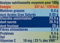 Confiture de Myrtilles Sauvages au Fructose - Informations nutritionnelles - fr
