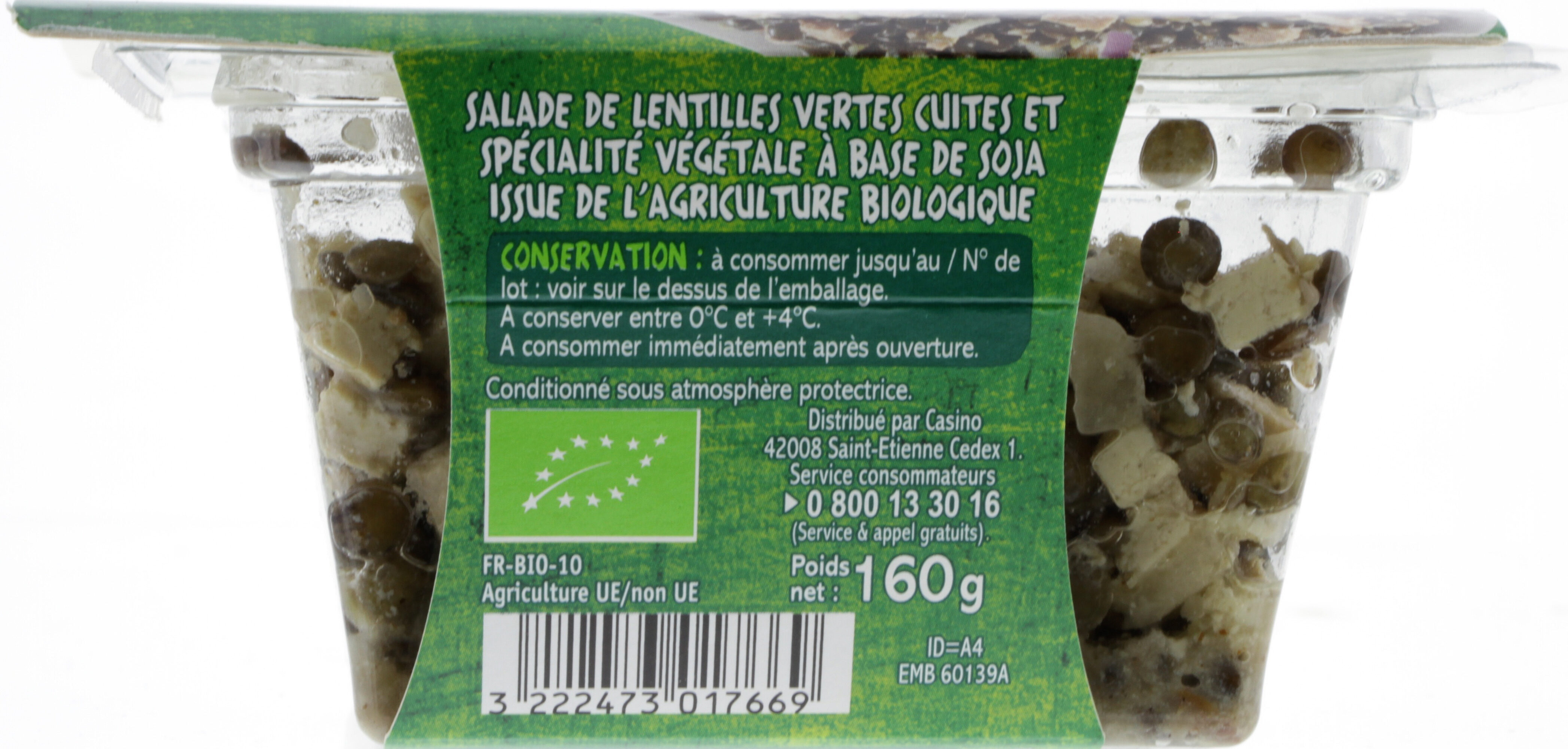 Lentilles vertes tofu fumé frais et oignons rouges - Produit - fr