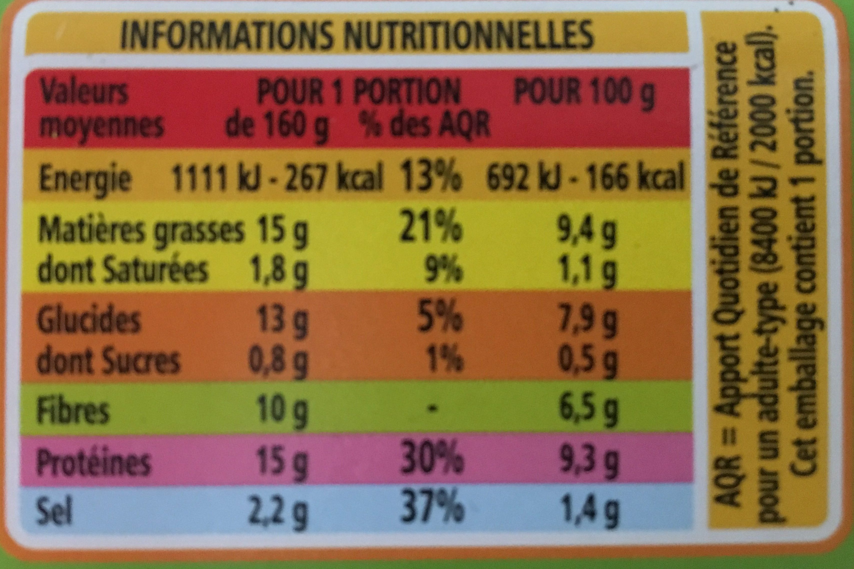 Salade de lentilles et tofu fumé Bio - Informations nutritionnelles - fr