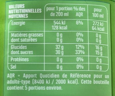 100% PUR JUS Raisin blanc & muscat - Informations nutritionnelles - fr