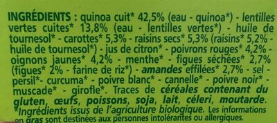 Mélange Quinoa, légumes et fruits secs Bio - Ingrédients - fr