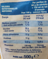 Flocons d'avoine - Tableau nutritionnel - fr
