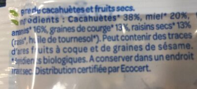 Barre fruits secs & miel - Ingrédients - fr
